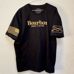 Grunt Style T-Shirt Men’s 2XL Black “Bourbon Makes It Better” Cotton Tee Shirt